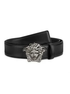 Versace La Medusa Leather Belt For Men Black Ruthium