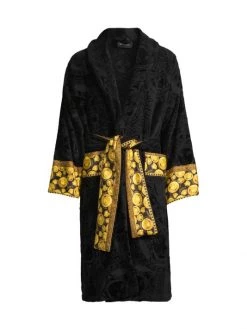Versace Cotton Logo Bathrobe For Men White Gold -Versace Online Shop unnamed file 424
