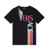 Versace Little Kid's & Kid's Striped Oversize Logo Graphic T-Shirt For Kids Black