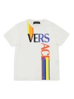 Versace Little Kid's & Kid's Striped Oversize Logo Graphic T-Shirt For Kids Black -Versace Online Shop unnamed file 4248