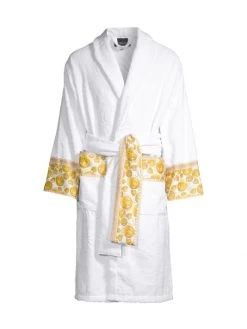 Versace Cotton Logo Bathrobe For Men White Gold -Versace Online Shop unnamed file 425
