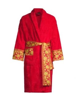 Versace Cotton Logo Bathrobe For Men White Gold -Versace Online Shop unnamed file 426