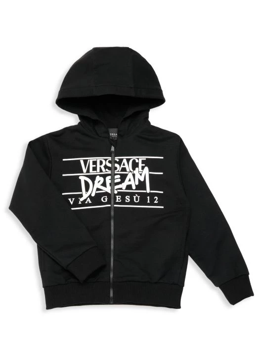 Versace Little Kid's & Kid's Logo-Print Zip-Up Hoodie For Kids 1 Versace Little Kid's & Kid's Logo-Print Zip-Up Hoodie For Kids
