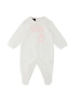 Versace Baby's Logo Footie For Kids White Blue -Versace Online Shop unnamed file 4280