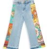 Versace Girl's Side-Paneled Fabric Jeans For Kids