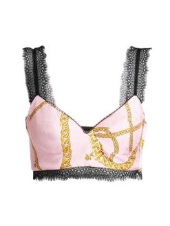 Versace Silk Chain Print Bra Top