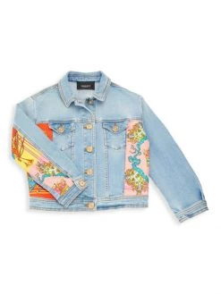 Versace Girl's Side-Paneled Fabric Denim Jacket For Kids