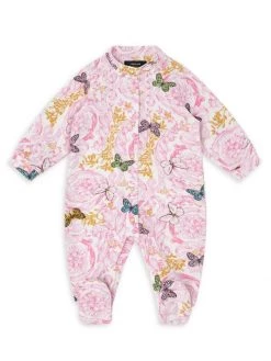 Versace Baby Girl's Butterfly Print Footed Bodysuit For Kids