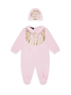 Versace Baby's 2-Piece Beanie & Footie Foil Stamp Logo Set For Kids Pink -Versace Online Shop unnamed file 4409