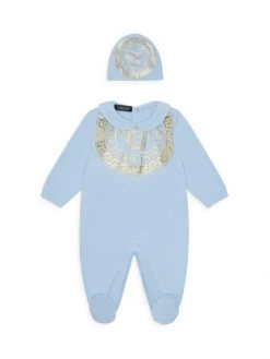 Versace Baby's 2-Piece Beanie & Footie Foil Stamp Logo Set For Kids Pink -Versace Online Shop unnamed file 4410