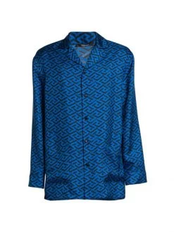 Versace Silk Monogram Pajama Shirt For Men