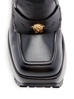 Versace Leather Platform Wedge Loafers Black -Versace Online Shop unnamed file 4436