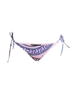 Versace Printed String Bikini Bottom Pink Blue