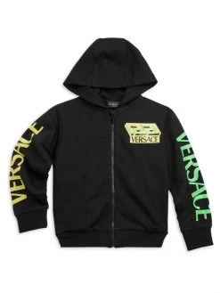 Versace Little Kid's & Kid's Greca & Logo-Print Zip-Up Hoodie For Kids
