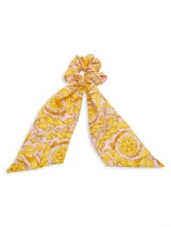 Versace Barocco Silk Scrunchie Gold Print