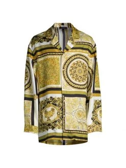 Versace Mixed Print Pajama Shirt For Men
