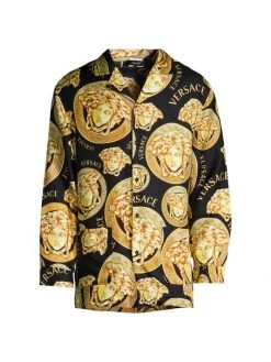 Versace Printed Silk Pajama Shirt For Men