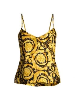 Versace Wreath Print Silk Cami Candy Gold