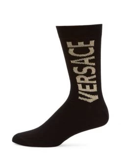 Versace Logo Crew Socks For Men Yellow Bordeaux