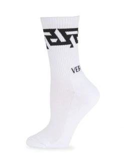 Versace Monogram Crew Socks White Black -Versace Online Shop unnamed file 471