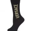 Versace Logo Crew Socks Black Gold