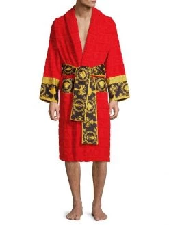 Versace Logo Baroque Bathrobe For Men Red -Versace Online Shop unnamed file 498