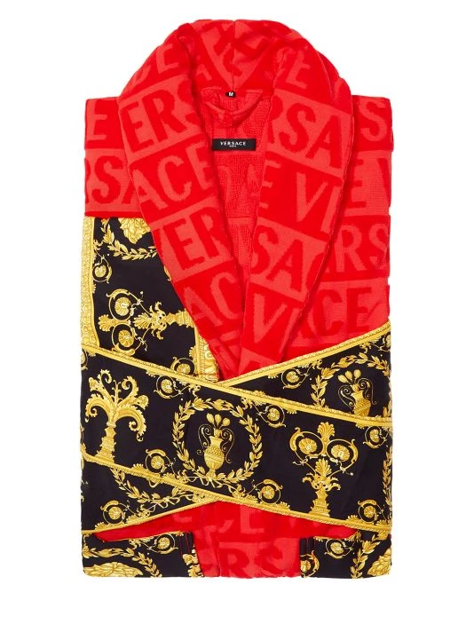 Versace Logo Baroque Bathrobe For Men White 6 Versace Logo Baroque Bathrobe For Men White - Image 6