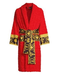 Versace Logo Baroque Bathrobe For Men Red -Versace Online Shop unnamed file 504