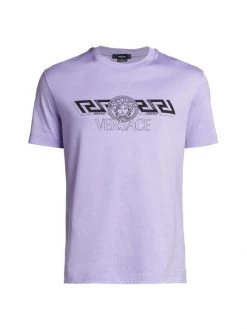 Versace Logo Cotton T-Shirt For Men Blue -Versace Online Shop unnamed file 519