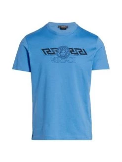 Versace Logo Cotton T-Shirt For Men Blue -Versace Online Shop unnamed file 521