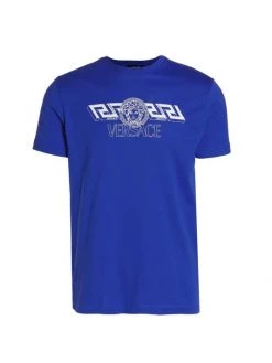 Versace Logo Cotton T-Shirt For Men Blue -Versace Online Shop unnamed file 523