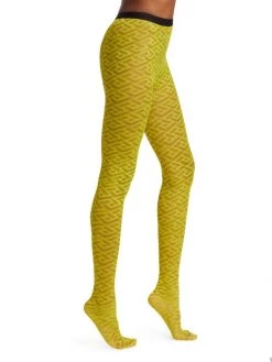 Versace La Greca Monogram Tights Nero