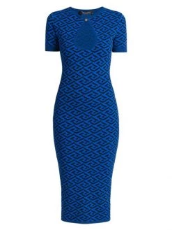 Versace La Greca Jacquard Midi-Dress