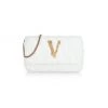 Versace Virtus Quilted Leather Shoulder Bag Optical White