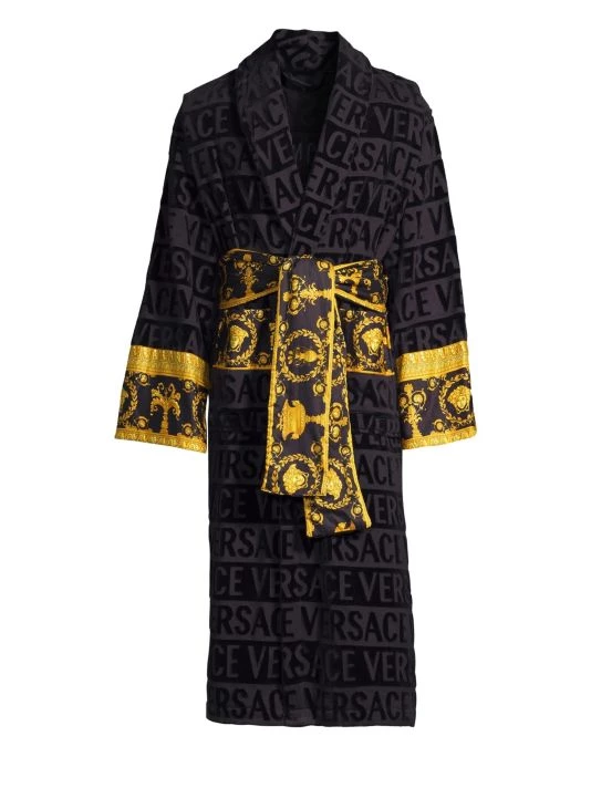 Versace Logo Baroque Bathrobe For Men White 7 Versace Logo Baroque Bathrobe For Men White - Image 7