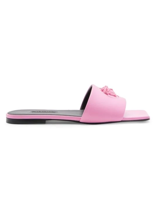 Versace La Medusa Leather Slides Baby Pink 8 Versace La Medusa Leather Slides Baby Pink - Image 8