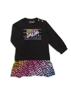 Versace Baby's And Little Girl's Rainbow La Greca Sweatshirt Dress For Kids