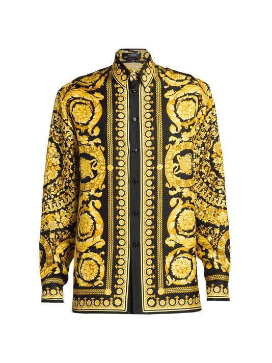 Versace Printed Long-Sleeve Silk Shirt For Men 1 Versace Printed Long-Sleeve Silk Shirt For Men