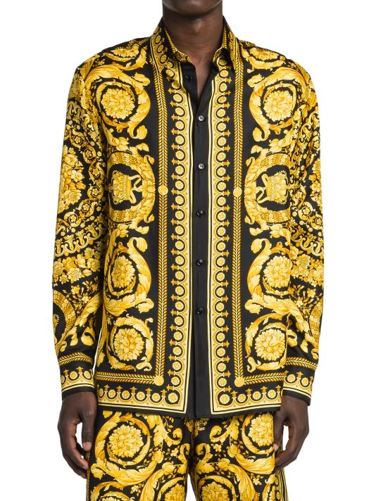 Versace Printed Long-Sleeve Silk Shirt For Men 3 Versace Printed Long-Sleeve Silk Shirt For Men - Image 3