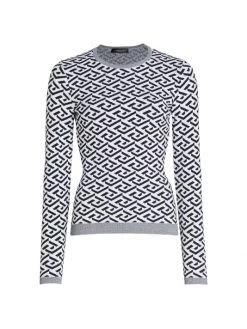 Versace La Greca Jacquard Knit Sweater Optical White -Versace Online Shop unnamed file 717