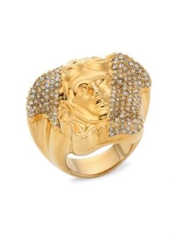 Versace Metal & Glass Medusa Ring For Men