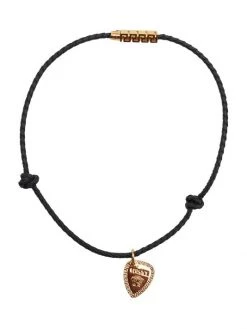 Versace Leather Rope & Goldtone Metal Logo Pendant Necklace For Men