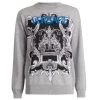 Versace Silver Baroque, Silver And Bluette Logo Knit Sweater For Men