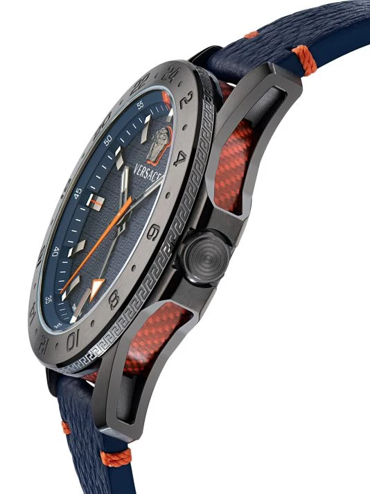 Versace Sport Tech GMT Stainless Steel Leather Watch For Men 2 Versace Sport Tech GMT Stainless Steel Leather Watch For Men - Image 2