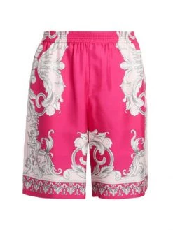 Versace Printed Silk Shorts For Men Fuxia English Rose -Versace Online Shop unnamed file 850