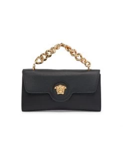 Versace La Medusa Leather Wallet-On-Chain Fuxia