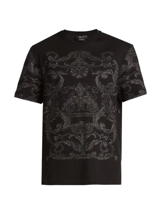 Versace Silver Baroque, Fuchsia & Tawny Baroque T-Shirt For Men 1 Versace Silver Baroque, Fuchsia & Tawny Baroque T-Shirt For Men