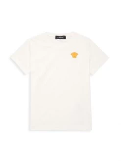 Versace Little Kid's & Kid's Logo Cotton T-Shirt For Kids Black