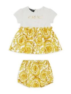 Versace Baby Girl's Baroque Cotton Dress & Shorts For Kids
